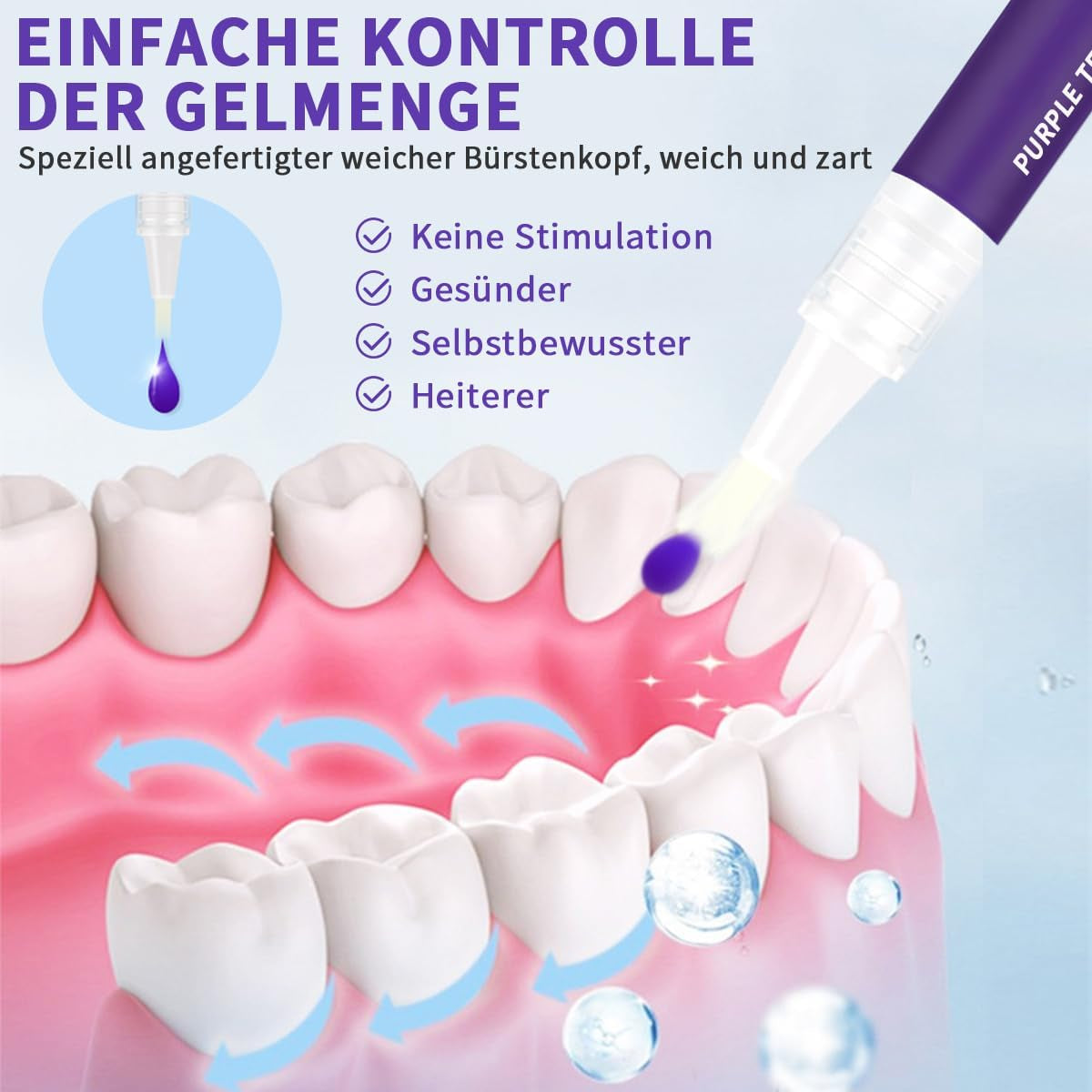 Zahnaufhellung Bleaching Stift, Purple Teeth Whitening Pen, Zähne Aufhellen, Schnelles Entfernen Aller Flecken, Zahnbleaching (3 Stück)