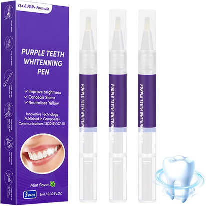 Zahnaufhellung Bleaching Stift, Purple Teeth Whitening Pen, Zähne Aufhellen, Schnelles Entfernen Aller Flecken, Zahnbleaching (3 Stück)
